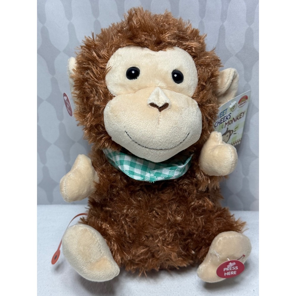 Cuddle Barn Sweet Cheeks Monkey Plush Toy Interactive Sound Voice Talking‎